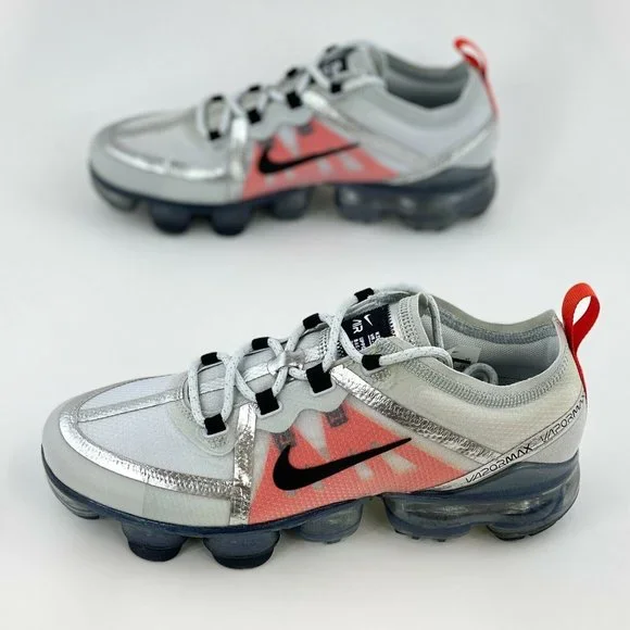 Nike Air VaporMax 2019 Pure Platinum Orange Youth GS Sneakers Shoes - Picture 2 of 12